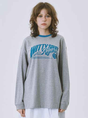 Crack Graphic Long Sleeve Tee Gray - KIJIKO - Modalova