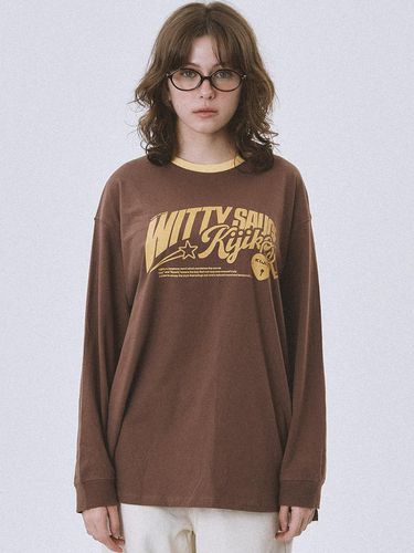 Crack Graphic Long Sleeve Tee Brown - KIJIKO - Modalova