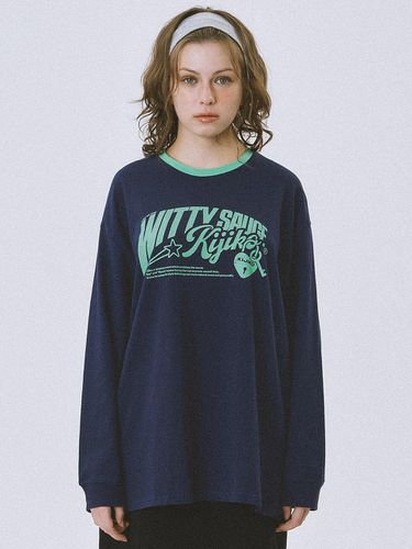 Crack Graphic Long Sleeve Tee Navy - KIJIKO - Modalova