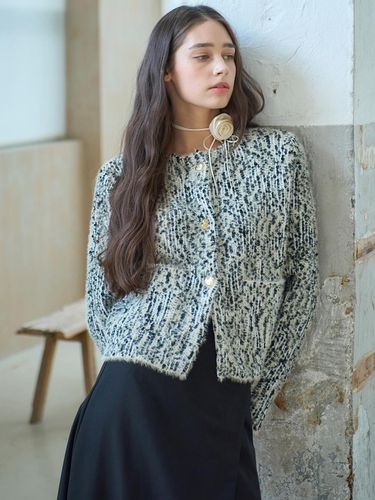 TWEED ROUND KNIT JACKET_BLACK - MITTE - Modalova