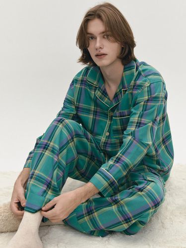 Men Green Flannel Check Pajama Pair - GRAYDATION - Modalova