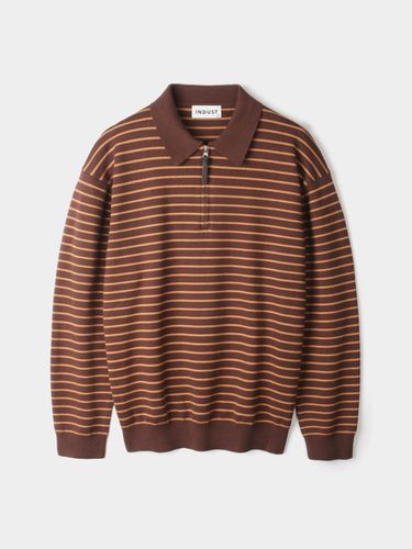 Stripe Collar Half Zip-Up Knit - INDUST - Modalova