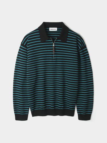 Stripe Collar Half Zip-Up Knit - INDUST - Modalova