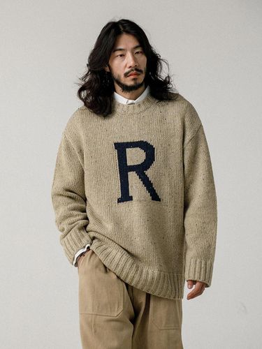 Basic R Point Wool Round Knit Beige - RUGGED HOUSE - Modalova