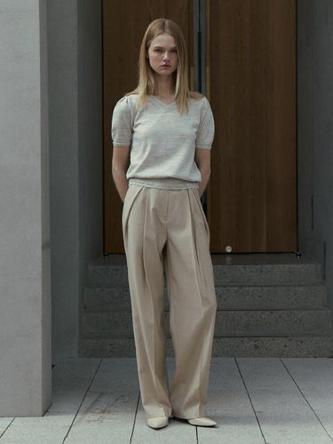 WOOL BLEND SIDE TUCK BELTED PANTS - Carriere - Modalova