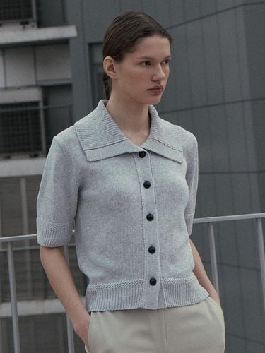 ITALIAN COTTON COLLAR KNIT CARDIGAN - Carriere - Modalova