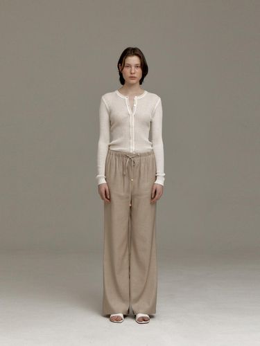 LINEN BLEND STRING BANDING PANTS - Carriere - Modalova