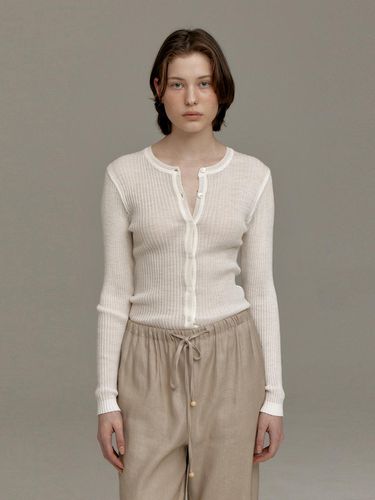 BASE LINE] SUMMER WOOL SLIM RIB KNIT CARDIGAN - Carriere - Modalova