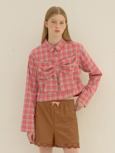 Ribbon Checkered Shirt_Pink - DEW E DEW E - Modalova