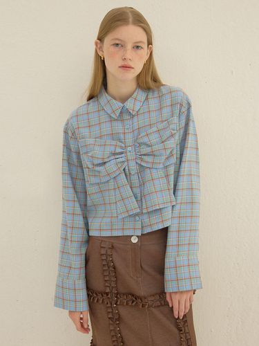 Ribbon Checkered Shirt_Blue - DEW E DEW E - Modalova