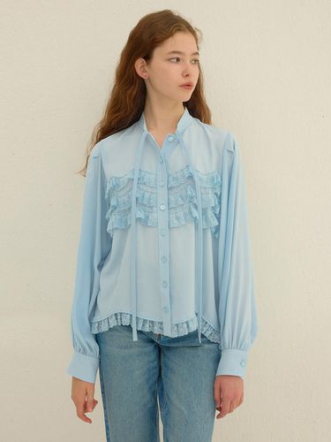 Wave Frill Blouse_Blue - DEW E DEW E - Modalova