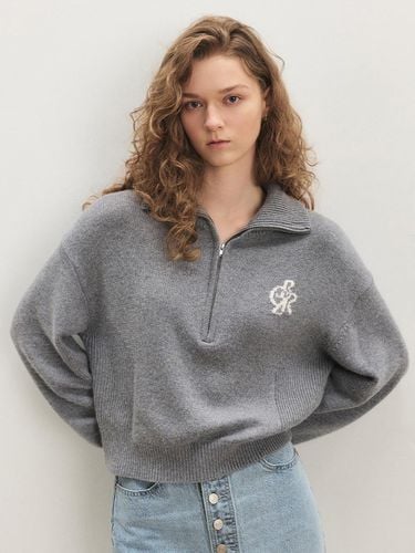 Merino Wool Symbolic Logo Semi-Zipup Knitwear_MELA - CITYBREEZE - Modalova