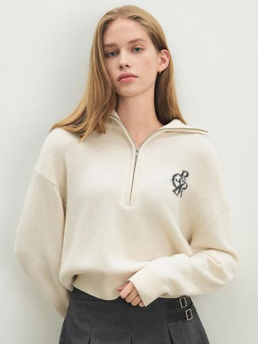 Merino Wool Symbolic Logo Semi-Zipup Knitwear_IVOR - CITYBREEZE - Modalova