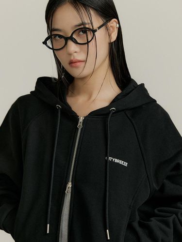 Essential Hooded Zip-Up Jumper_BLACK - CITYBREEZE - Modalova