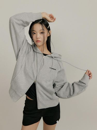 Essential Hooded Zip-Up Jumper_MELANGE GREY - CITYBREEZE - Modalova