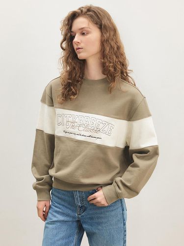 Arch Logo Color Block Sweatshirt - Light Khaki - CITYBREEZE - Modalova