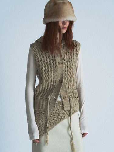 Wool Scacchi Hooded Belted Vest - Verso - Modalova