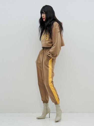 Drawstring Waist Cotton Jersey Track Pants [Brown - UNTAGE - Modalova