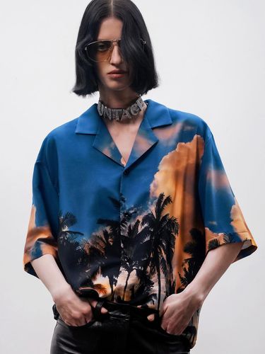 Palmtree Printed Bowling Shirts [Blue (UNISEX)]_UT - UNTAGE - Modalova