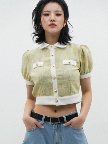 Balloon Sleeve Cropped Tweed Blouse_UWS SS04 - UNTAGE - Modalova