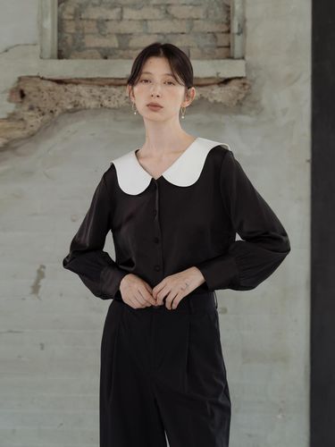 Contrast Collar Blouse - YOUNESS - Modalova