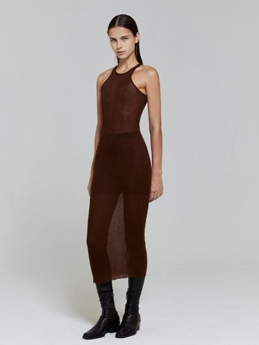 Cutting Halter Slim Knit Dress_brown - LADYVOLUME - Modalova