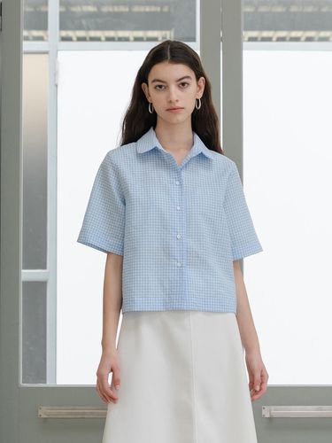 Blue Gingham Basic Shirt - YOUNESS - Modalova