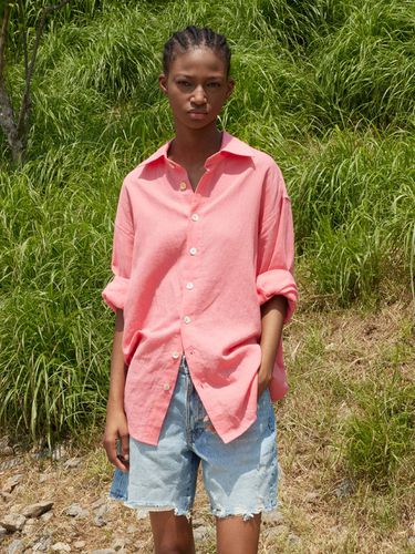 Linen Overfit Shirt_pink - LADYVOLUME - Modalova