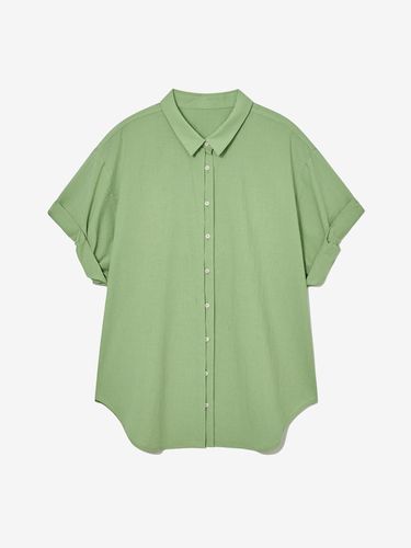 Cotton Sleeve Roll-up Shirt_light green - LADYVOLUME - Modalova