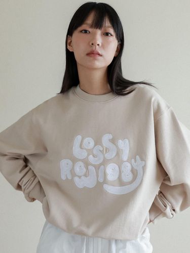 Lossy 1984 Handstitch Sweatshirt_beige - LOSSYROW - Modalova