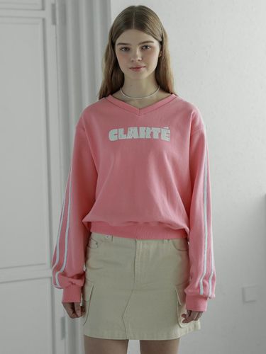 Lossy Line Point V Neck Sweatshirt_pink - LOSSYROW - Modalova