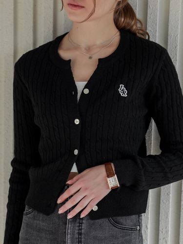 Lossy Cashmere Cable Patch Cardigan_black - LOSSYROW - Modalova