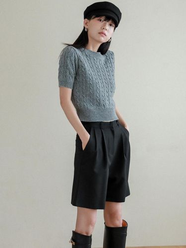 Lossy Cashmere Cable Short Sleeved Round Knit_dark - LOSSYROW - Modalova