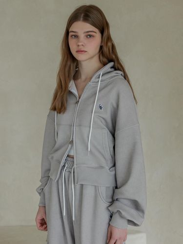 Lossy Pigment Patch Hood Zip Up_gray - LOSSYROW - Modalova