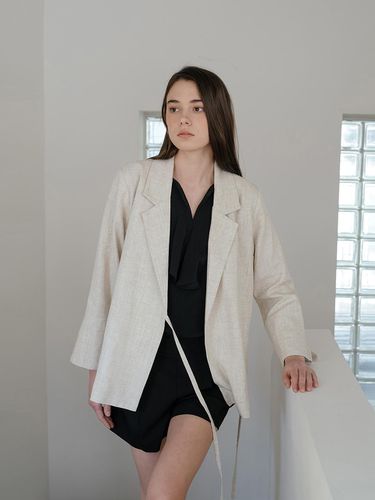 Linen Tie Waist Jacket - YOUNESS - Modalova