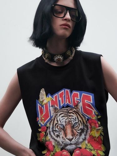 Tiger Printed Oversized Sleeveless T shirt [ - UNTAGE - Modalova