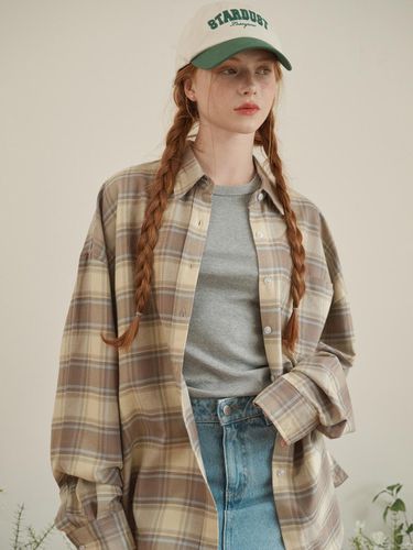 Oversized checkered shirt Beige - LOSSYROW - Modalova