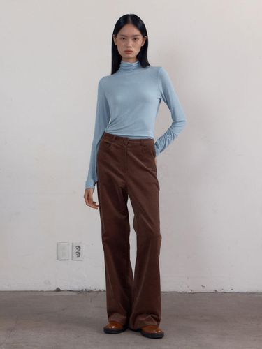 High Waist Straight Corduroy Pants (Brown) - 38comeoncommon - Modalova