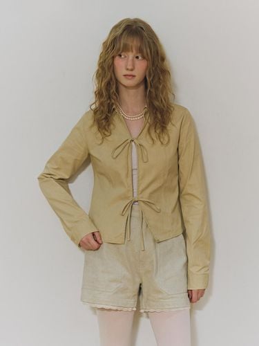 TWO WAY RIBBON TIE SHIRT_BEIGE - AMIDI - Modalova