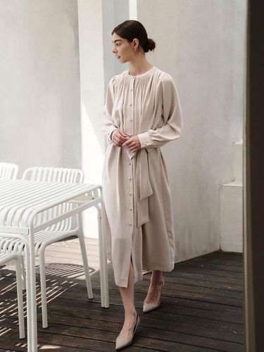 Round neck long dress _Light Pink - GIEMAR - Modalova