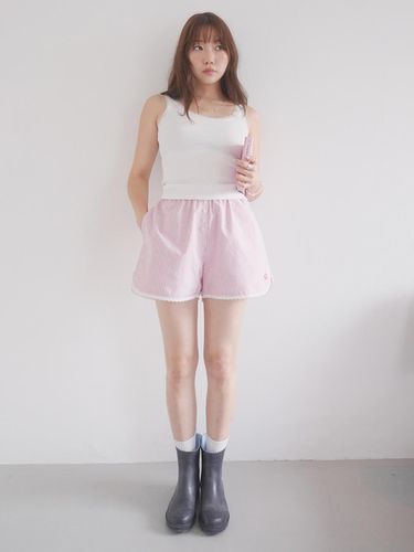 Stripe Lace Shorts (PINK) - HOMEBODY THINGS - Modalova