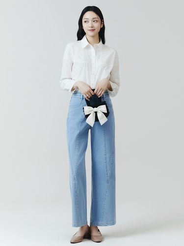 It Misha diagonal slit wide denim pants ITO8DPT110 - itMICHAA - Modalova