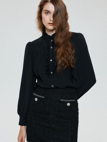 Victorian Ruffled Placket Blouse [Black (WOMAN)]_U - UNTAGE - Modalova