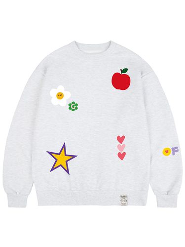 UNISEX] Multi-printed Sweatshirt_Melange White - GRAVER - Modalova