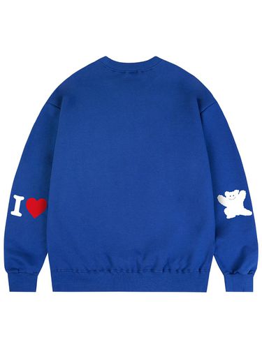 UNISEX] Elbow I LOVE Bear Sweatshirt_Cobalt Blue - GRAVER - Modalova