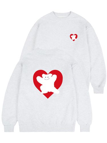 UNISEX] Bear Heart Back Printed Sweatshirt - GRAVER - Modalova