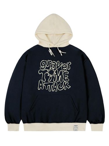 UNISEX] TIME - ATTACK Coloring Hoodie_Navy - GRAVER - Modalova