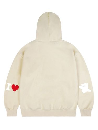 UNISEX] Elbow I LOVE Bear Hoodie_beige - GRAVER - Modalova