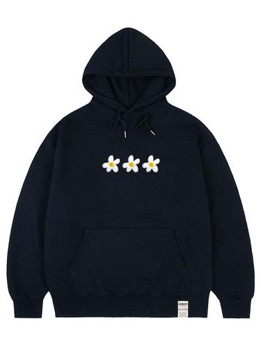 UNISEX] 3 Painting Flower Smile Hoodie_Navy - GRAVER - Modalova