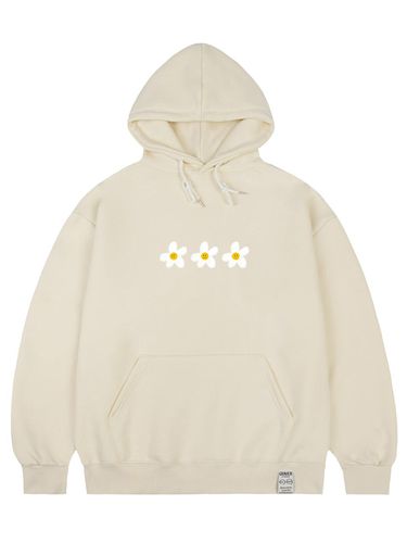 UNISEX] 3 Painting Flower Smile Hoodie_beige - GRAVER - Modalova